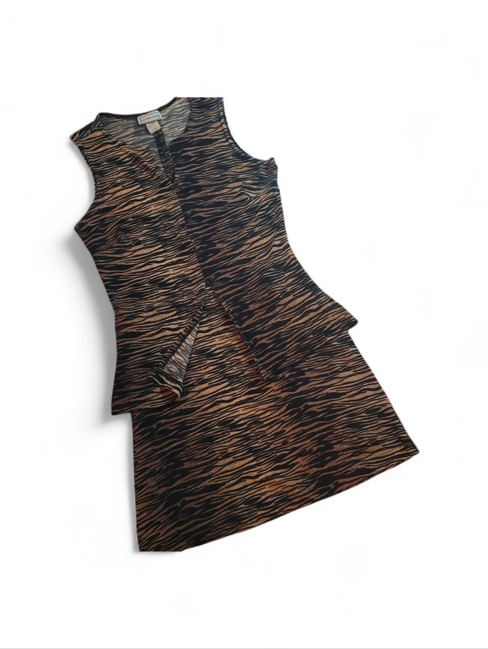 IN CHARGE Sleeveless 2-PIECE Animal-Print Top & Bottom/ SIZE (M) Top & (L) Skirt